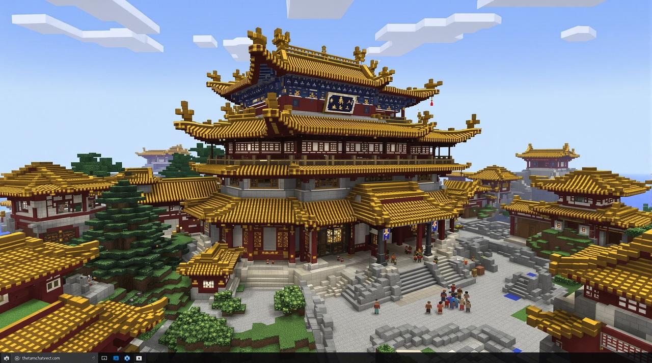 国产视频网直播 - MC创作模式 - 建造紫禁城